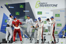 Podium GTE-Pro: Race winners #67 Ford Chip Ganassi Racing Ford GT: Andy Priaulx, Harry Tincknell, Pipo Derani, second place #51 AF Corse Ferrari 488 GTE: James Calado, Alessandro Pier Guidi, third place #91 Porsche Team Porsche 911 RSR: Richard Lietz, Frédéric Makowiecki