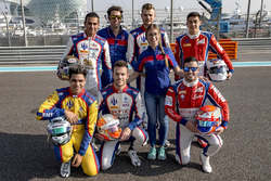 Photo de l'équipe Trident avec ses pilotes GP2 et GP3 drivers Philo Paz Armand, Trident, Luca Ghiotto, Trident, Antonio Fuoco, Trident, Artur Janosz, Trident, Giuliano Alesi, Trident et Sandy Stuvik, Trident