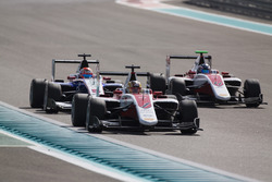 Charles Leclerc, ART Grand Prix leads Antonio Fuoco, Trident & Nyck De Vries, ART Grand Prix