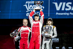 Podium: 3rd Place, Felix Rosenqvist, Mahindra Racing, 1st Place, Olli Pahkala, Mahindra Racing and 2nd Place, Bono Huis, Faraday Future Dragon Racing