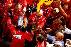 Race winner Sebastian Vettel, Ferrari, celebrates in Parc Ferme