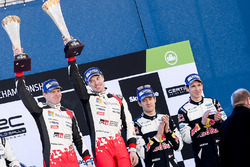 Podium: winners Jari-Matti Latvala, Miikka Anttila, Toyota Racing, third place Sébastien Ogier, Julien Ingrassia, M-Sport