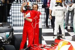 Sebastian Vettel, Ferrari, 1st Position, celebrates in Parc Ferme