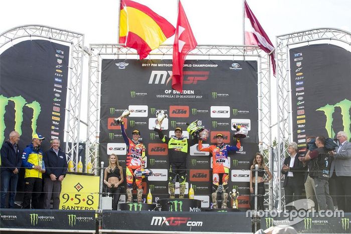 Podio: Jorge Prado, KTM, Jeremy Seewer, Suzuki, Pauls Jonass, KTM