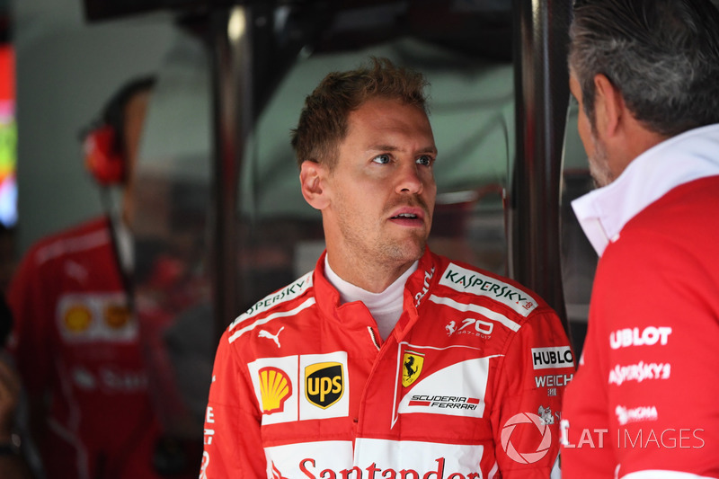 Sebastian Vettel, Ferrari y Maurizio Arrivabene, director Ferrari Team