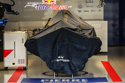Scuderia Toro Rosso STR12 in the garage under covers