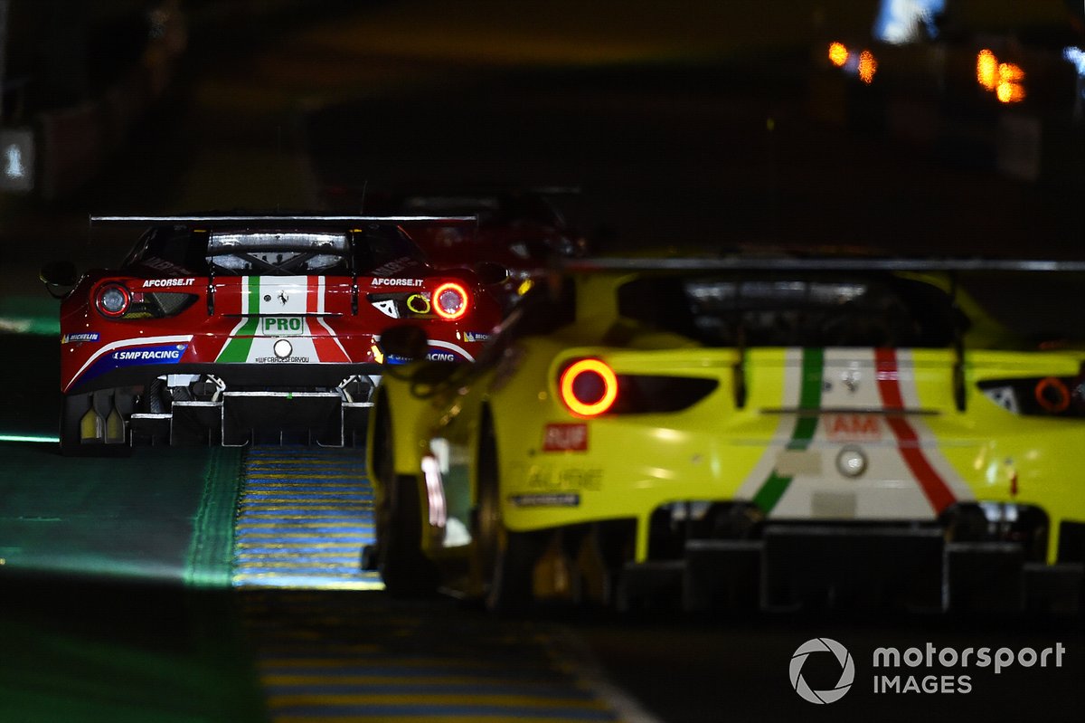 #70 Mr Racing Ferrari 488 GTE Evo: Takeshi Kimura, Vincent Abril, Kei Cozzolino, #71 AF Corse Ferrari 488 GTE EVO: Davide Rigon, Miguel Molina, Sam Bird
