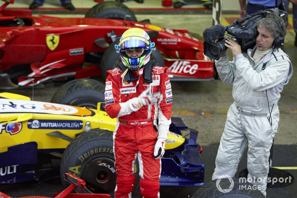 Felipe Massa celebrates a proud victory, despite losing the championship on the last lap