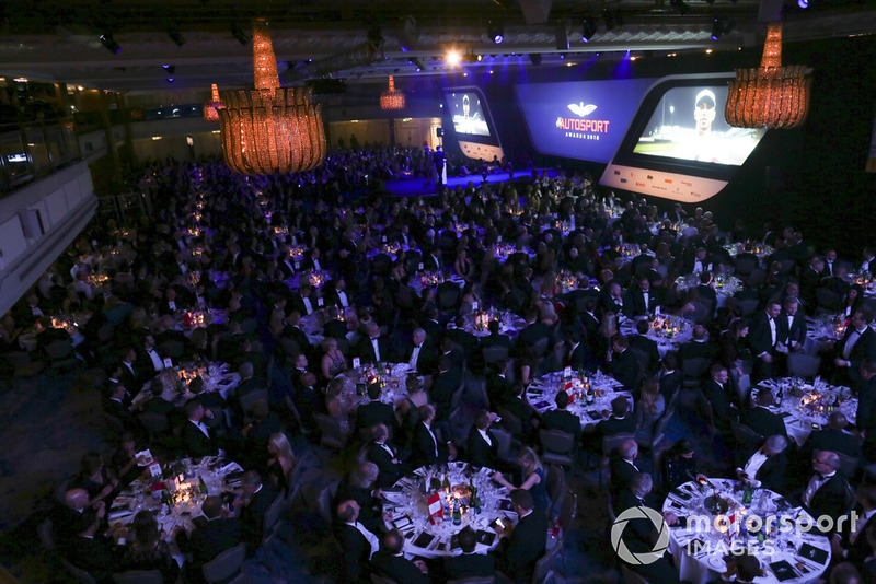 F1 World Champion Lewis Hamilton sends an acceptance speech message for winning both British Competition Driver and International Racing Driver awards