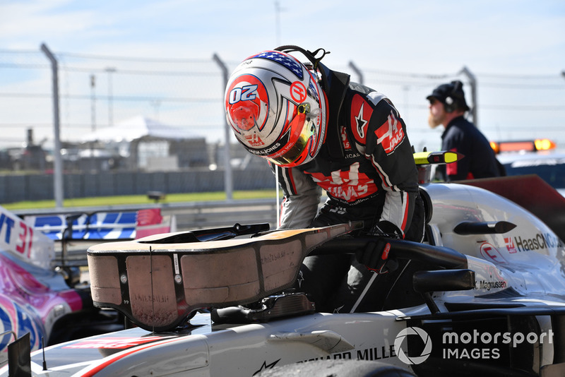 Kevin Magnussen, Haas F1 Team VF-18 en parc ferme