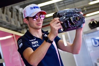 Esteban Ocon, Racing Point Force India F1 Team with his steering wheel