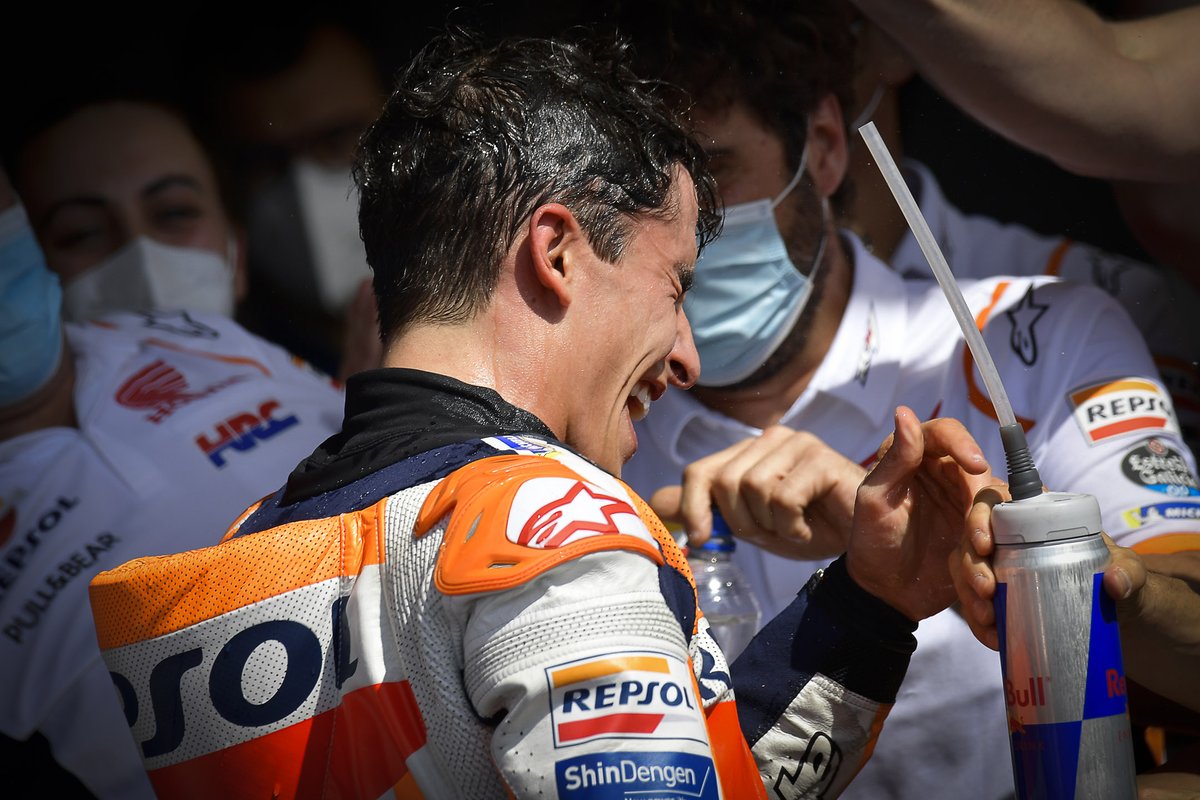 Ganador Marc Márquez, Repsol Honda Team en parc ferme