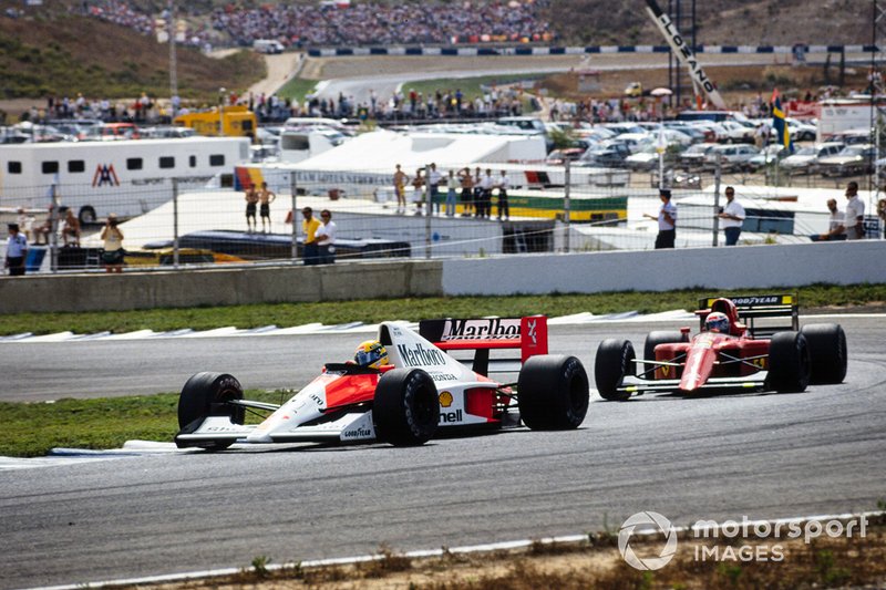 Ayrton Senna, McLaren, Alain Prost, Ferrari, al GP della Spagna del 1990