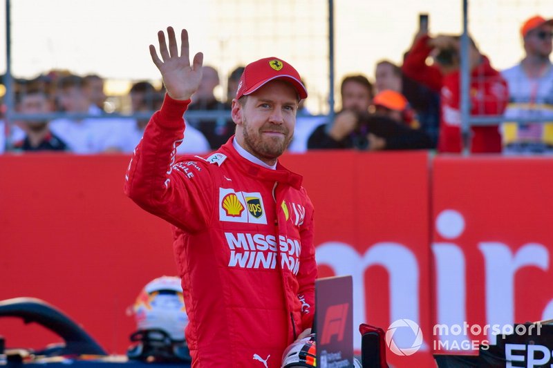 Sebastian Vettel, Ferrari, in griglia di partenza, dopo le Qualifiche