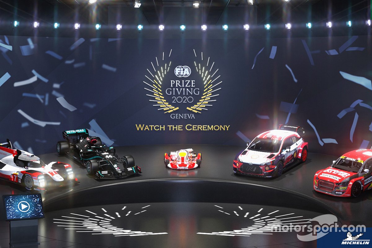 FIA Prize Giving ceremony cars line-up