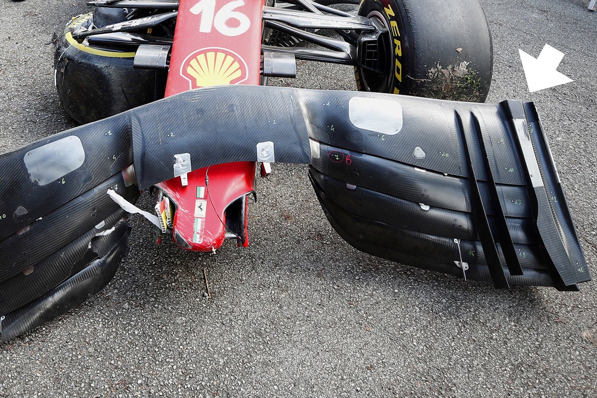 Detalle del alerón delantero del Ferrari SF21