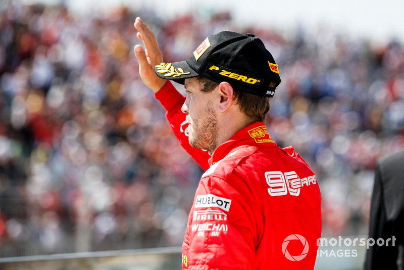 Sebastian Vettel, Ferrari, 2nd position, o the podium