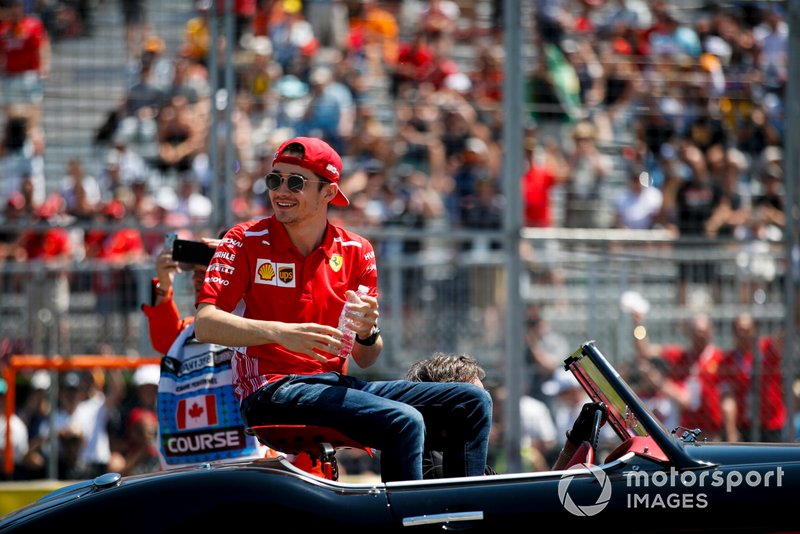 Charles Leclerc, Ferrari, in the drivers parade
