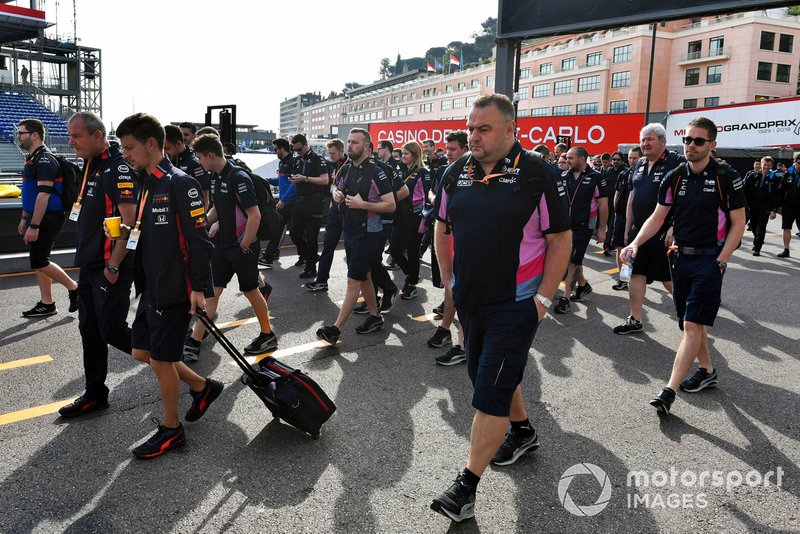 Red Bull and Racing Point team personnel