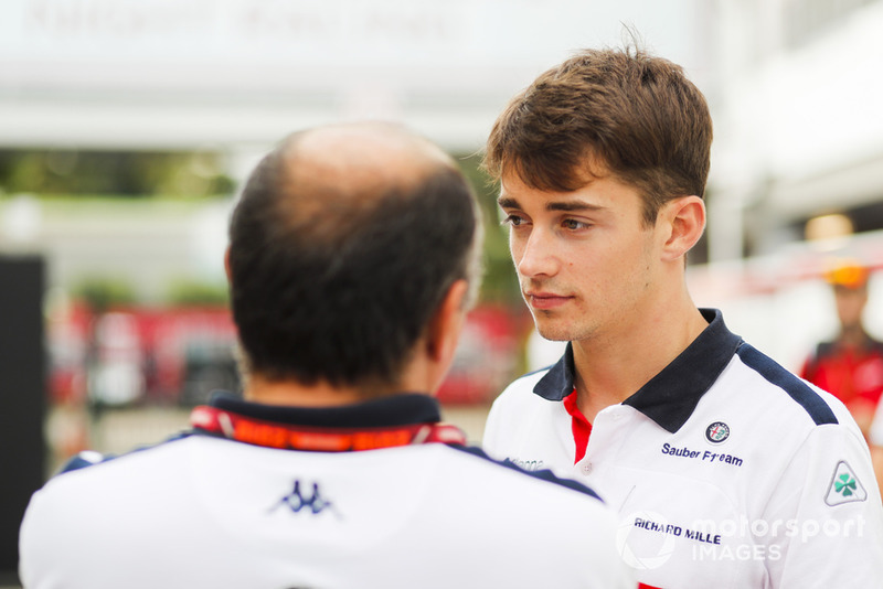 Charles Leclerc, Sauber, and Frederic Vasseur, Sauber, Team Principal