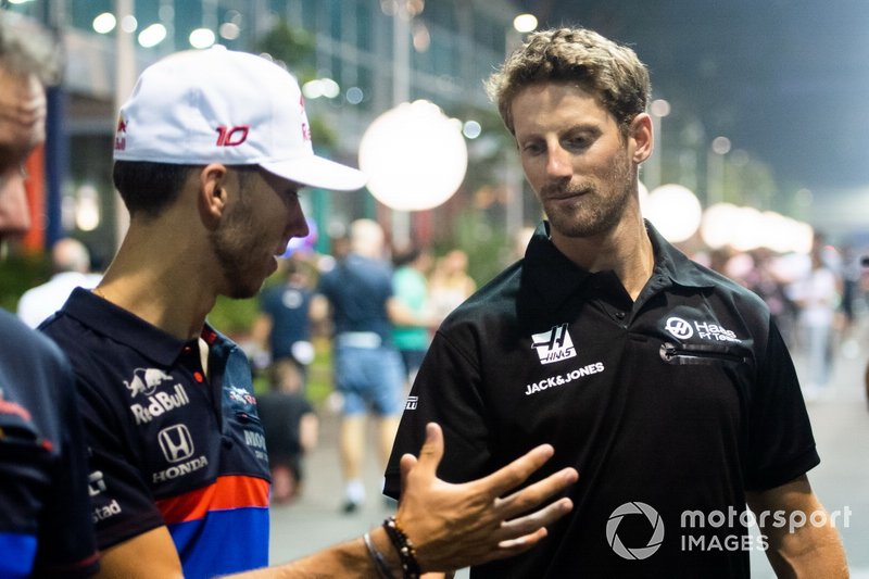 Pierre Gasly, Toro Rosso, et Romain Grosjean, Haas F1 Team