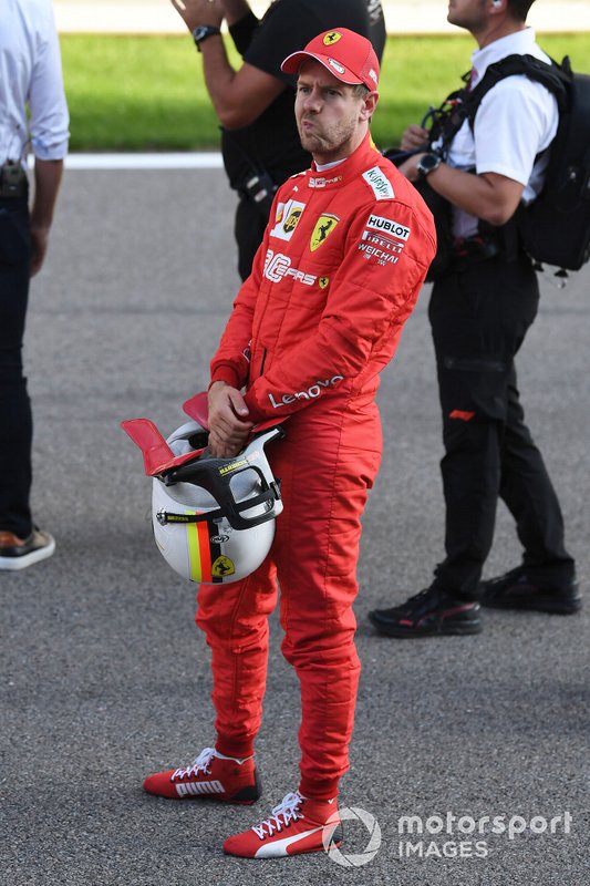 Sebastian Vettel, Ferrari, on the grid after Qualifying