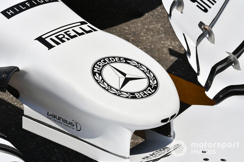 Mercedes AMG F1 W10 with special 125th year in motorsport livery