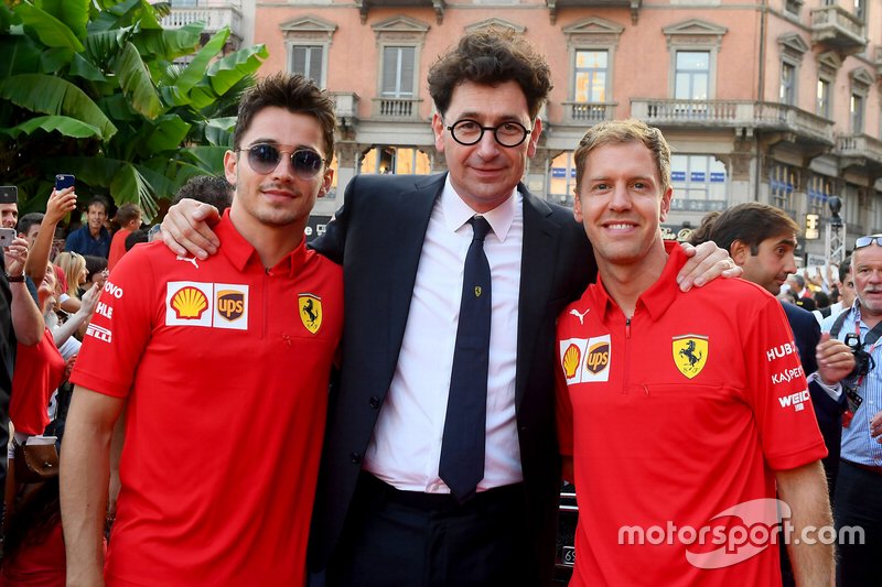 Charles Leclerc, Sebastian Vettel, Mattia Binotto,  