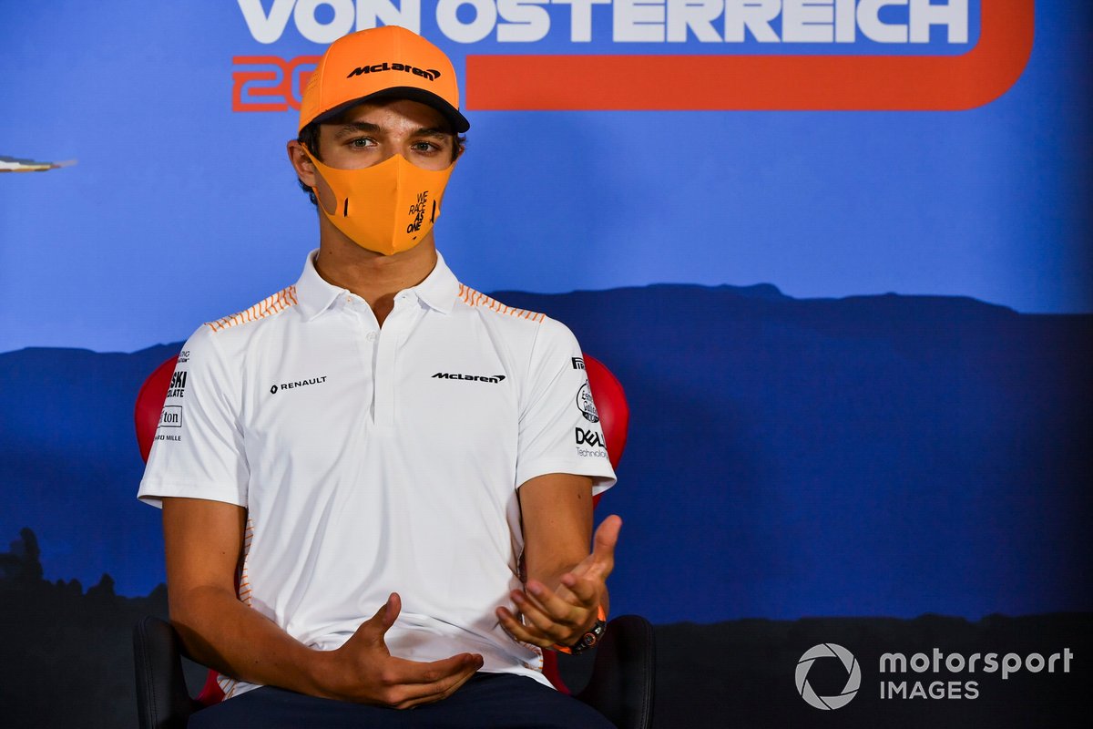 Lando Norris, McLaren durante la conferenza stampa