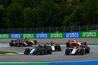 Dan Ticktum, Dams, leads Christian Lundgaard, ART Grand Prix and Marcus Armstrong, ART Grand Prix