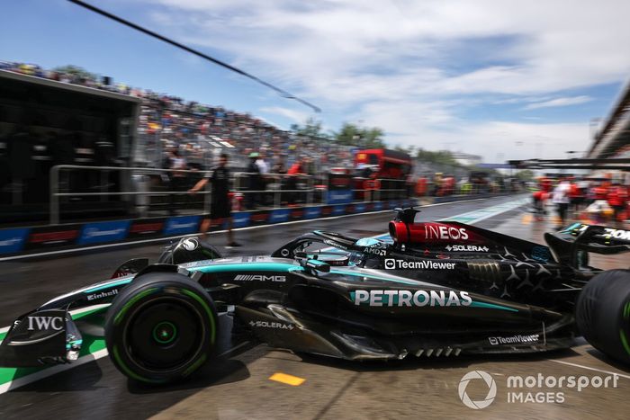 George Russell, Mercedes F1 W15, sale de boxes