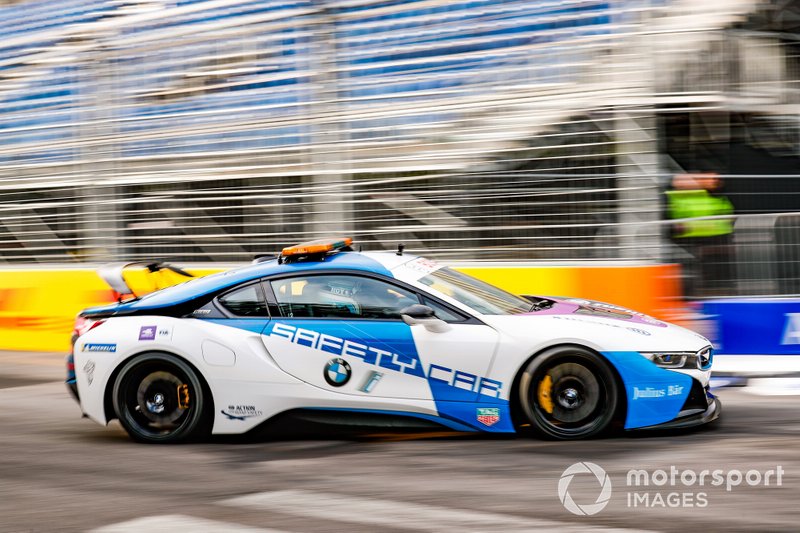 Olympic gold medalist Sir Chris Hoy in the BMW i8 Safety car