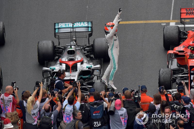Lewis Hamilton, Mercedes AMG F1, 1st position, celebrates in Parc Ferme