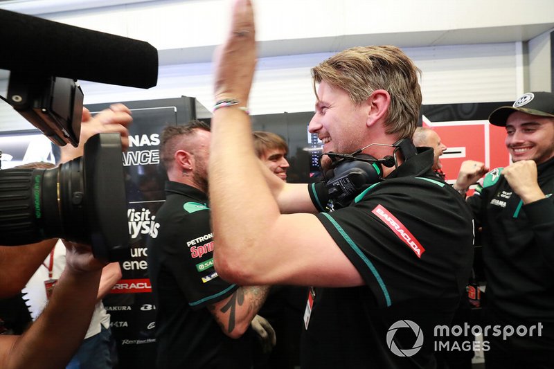 Petronas Yamaha SRT team members celebrate