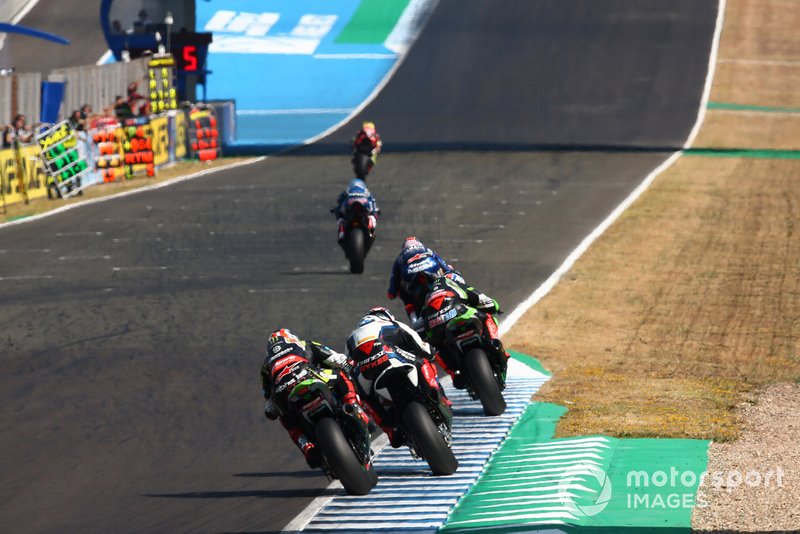Jonathan Rea, Kawasaki Racing, Tom Sykes, BMW Motorrad WorldSBK Team, and Leon Haslam, Kawasaki Racing
