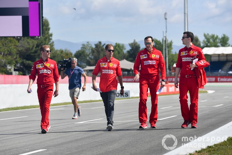 Sebastian Vettel, Ferrari walks the track