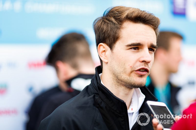 Tom Dillmann, NIO Formula E Team, talks to the press