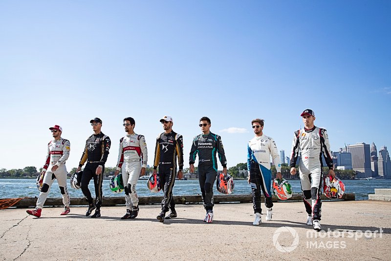 Daniel Abt, Audi Sport ABT Schaeffler, Andre Lotterer, DS TECHEETAH, Lucas Di Grassi, Audi Sport ABT Schaeffler, Jean-Eric Vergne, DS TECHEETAH, Mitch Evans, Panasonic Jaguar Racing, Antonio Felix da Costa, BMW I Andretti Motorsports, Sébastien Buemi, Nissan e.Dams