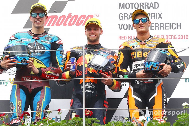 Podium: 1. Brad Binder, 2. Alex Marquez,3. Jorge Navarro