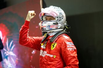 Sebastian Vettel, Ferrari, 1st position, celebrates in Parc Ferme