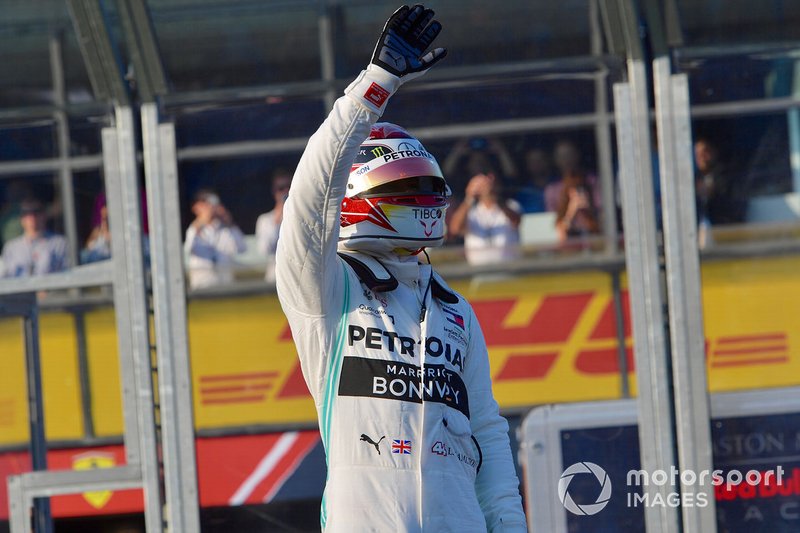 Lewis Hamilton, Mercedes AMG F1, celebrates pole