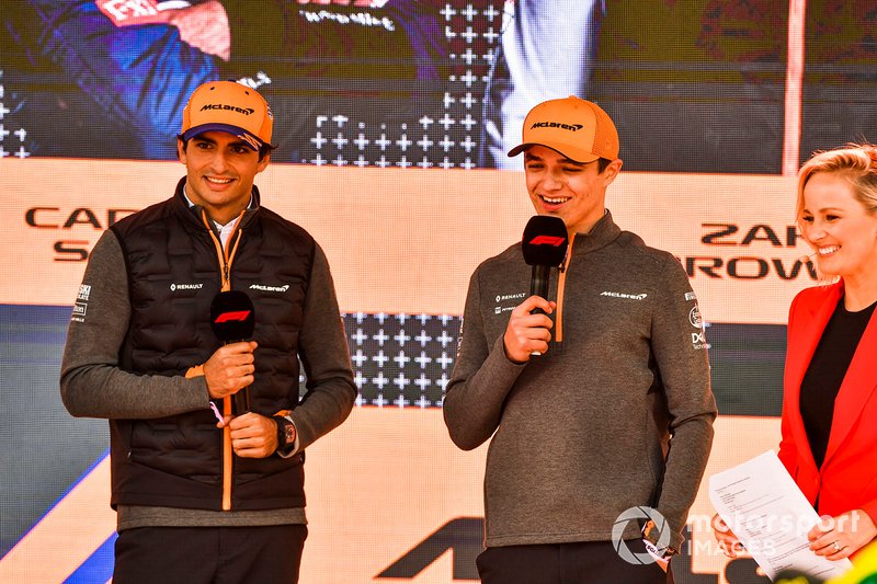 Carlos Sainz Jr., McLaren and Lando Norris, McLaren at the Federation Square event