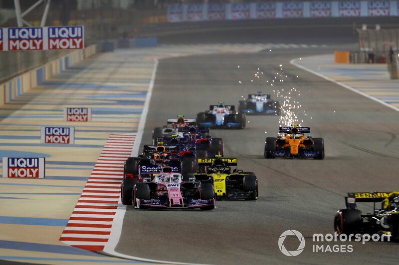 Sergio Perez, Racing Point RP19, Nico Hulkenberg, Renault R.S. 19 y Pierre Gasly, Red Bull Racing RB15