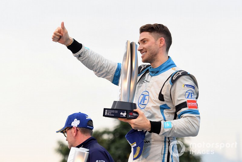 Edoardo Mortara, Venturi Formula E celebra su segundo puesto.