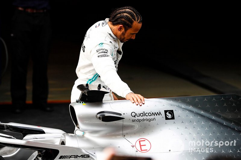 Lewis Hamilton, Mercedes AMG F1, 1st position, celebrates on arrival in Parc Ferme