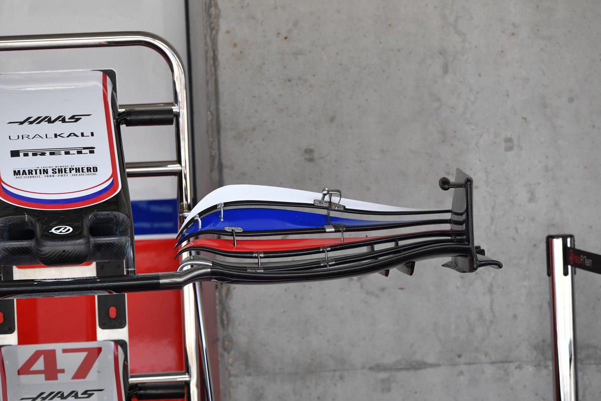 Detalle del alerón delantero del Haas VF-21