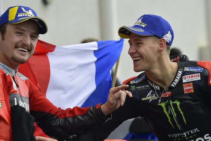 Ganador de la carrera Jack Miller, Ducati, tercer puesto Fabio Quartararo, Yamaha Factory Racing