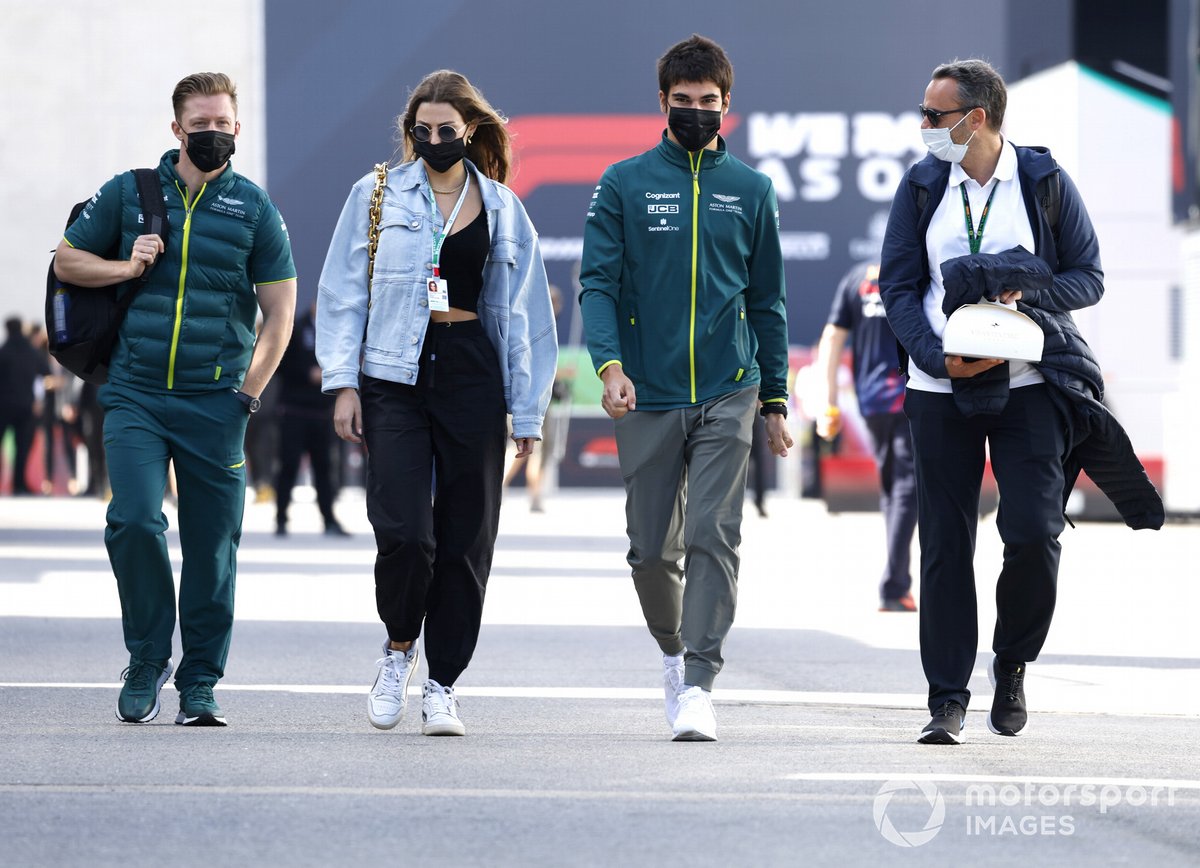 Lance Stroll, Aston Martin with his girlfriend Sara Pagliaroli