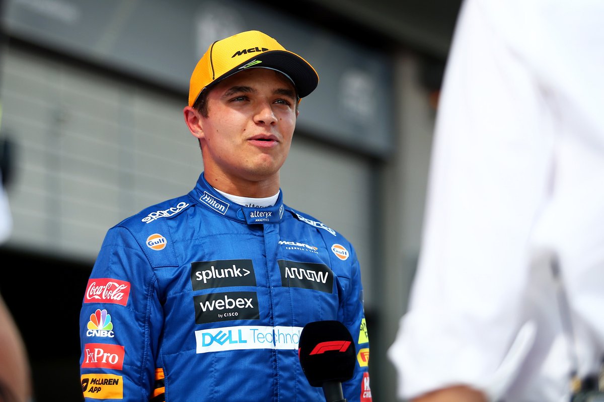 Segundo puesto Lando Norris, McLaren en Parc Ferme