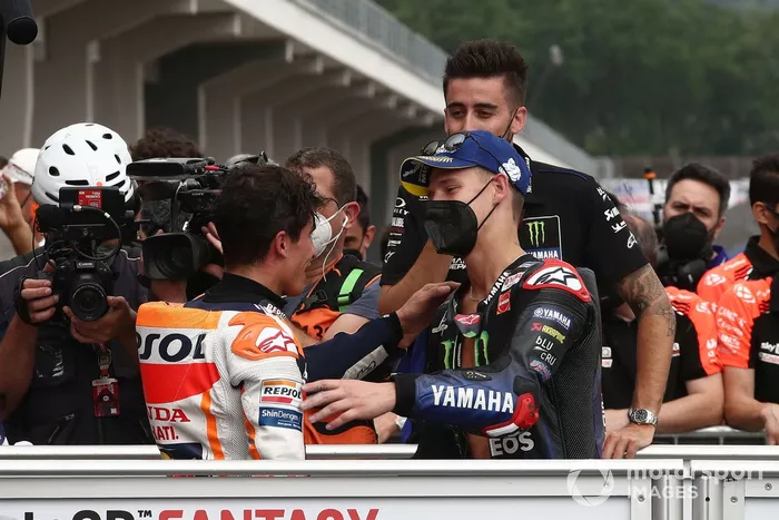 Il vincitore della gara Marc Marquez, Repsol Honda Team, secondo classificato Fabio Quartararo, Yamaha Factory Racing